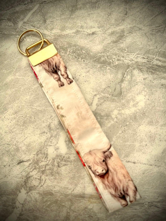 Floral Highland Cow. Wristlet.    (😄. Uk. FREE DELIVERY)