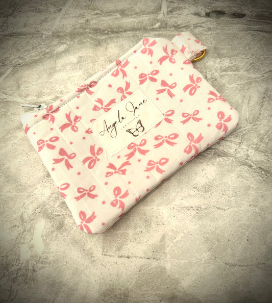 White Pink Bow.  Coin Purse.           (😄. Uk. FREE DELIVERY)