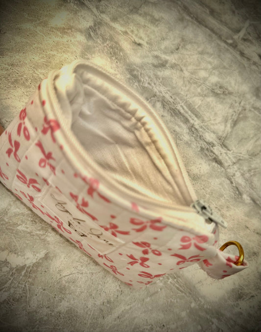 White Pink Bow.  Coin Purse.           (😄. Uk. FREE DELIVERY)