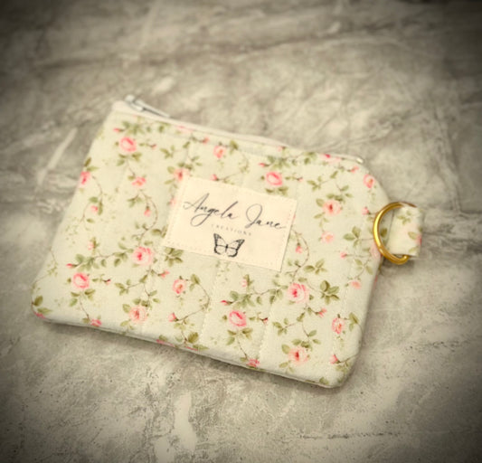 Green Floral Pink. Coin Purse.     (😄. Uk. FREE DELIVERY)