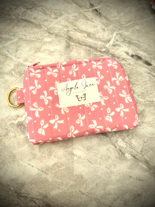 Pink,White Bow.  Coin purse.        (😄. Uk. FREE DELIVERY)