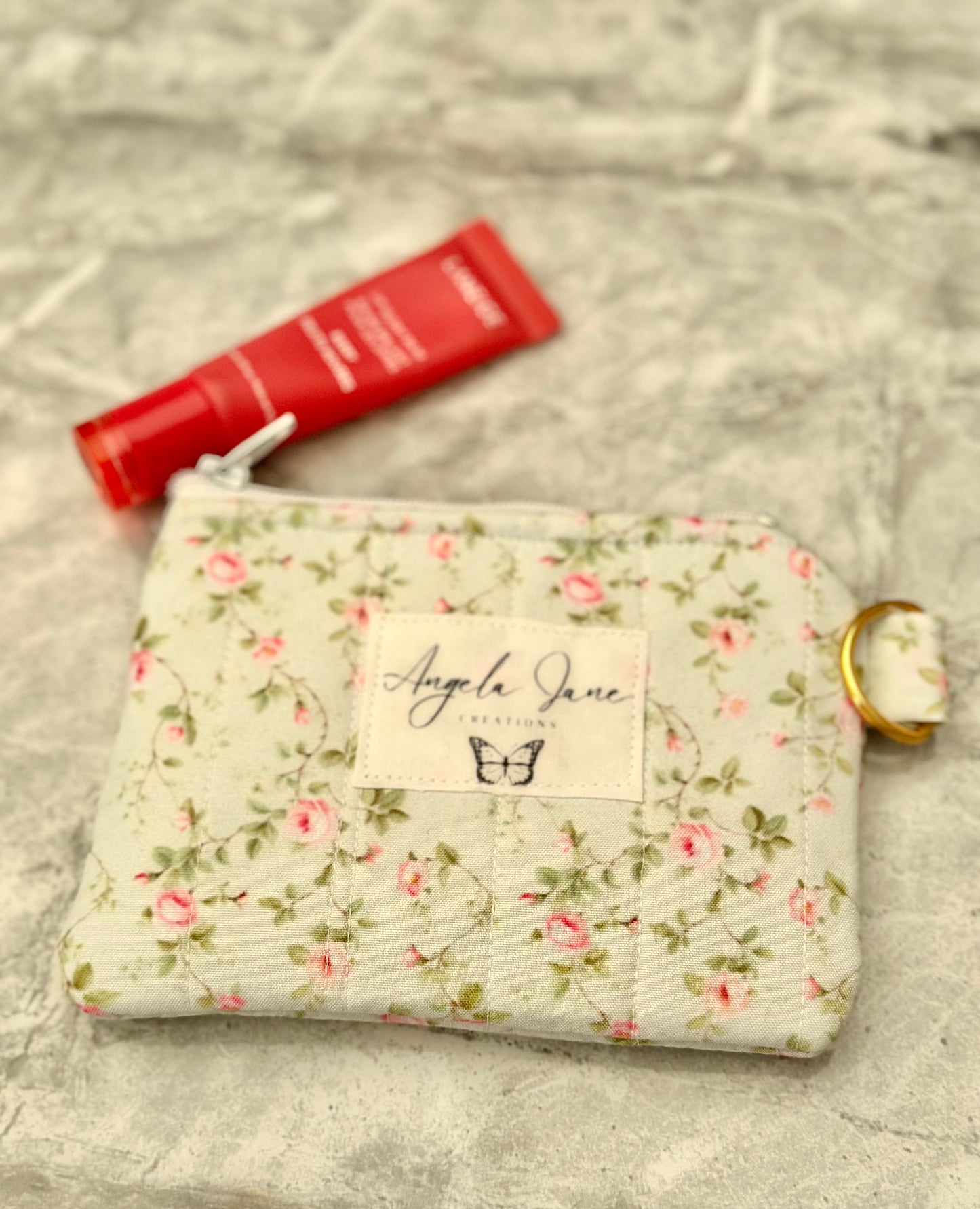 Green Floral Pink. Coin Purse.     (😄. Uk. FREE DELIVERY)